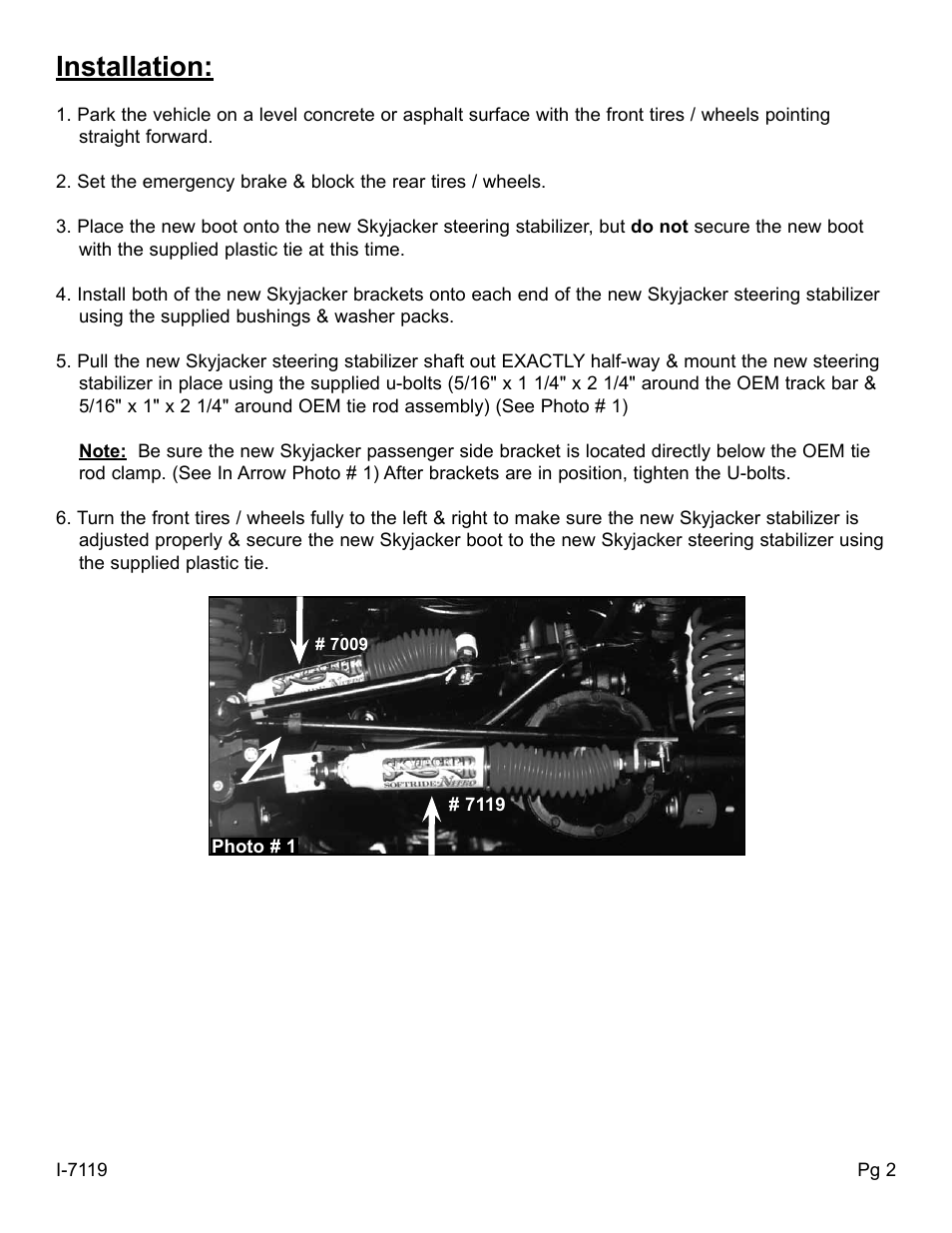 Installation | Skyjacker 9119 User Manual | Page 2 / 4