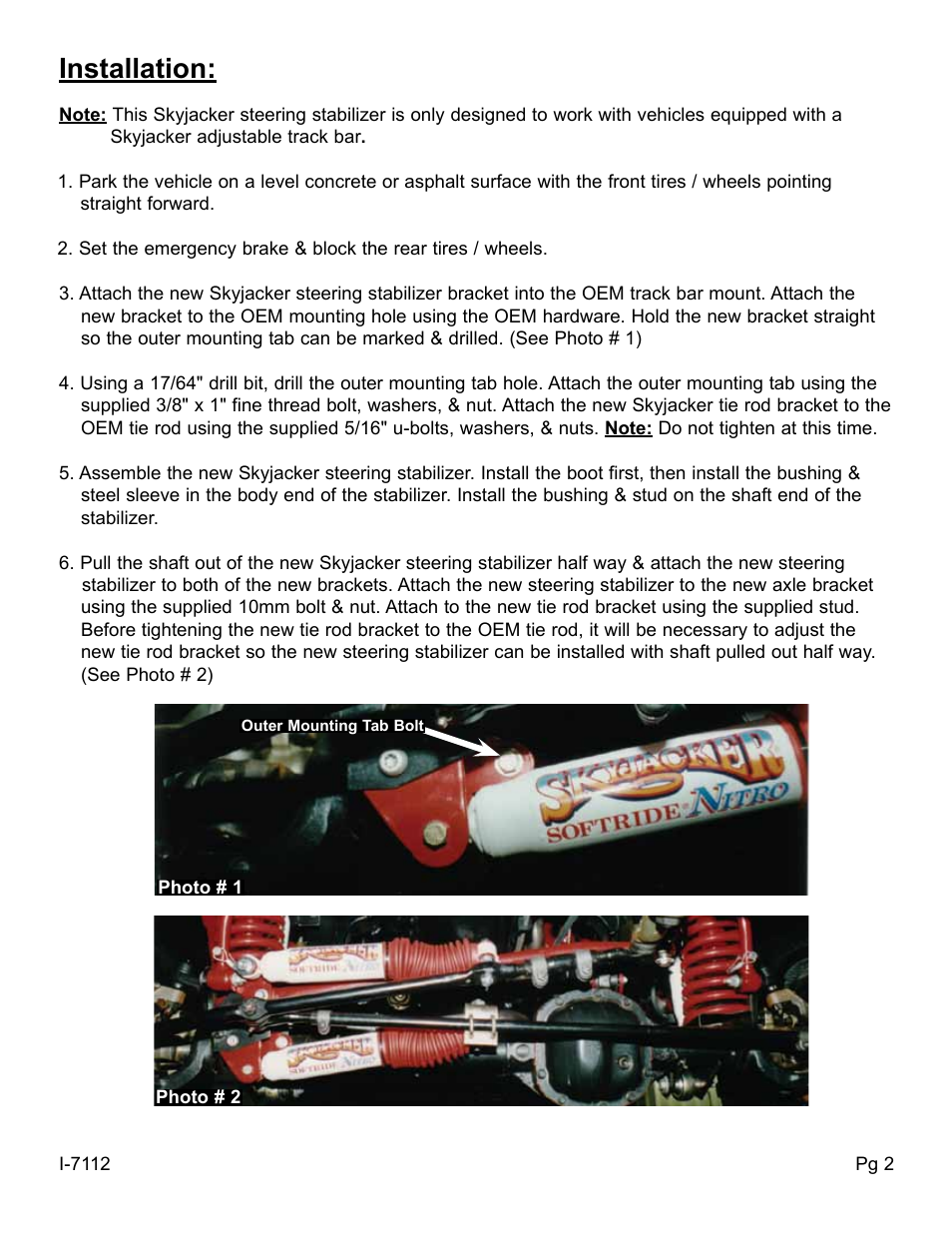 Installation | Skyjacker 9112 User Manual | Page 2 / 4