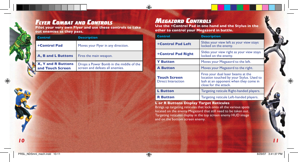 Lyer, Ombat, Ontrols | Egazord | Disney Interactive Studios Nintendo DS NTR-YPRE-USA User Manual | Page 7 / 7