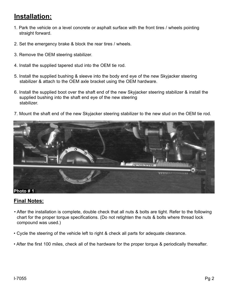 Installation | Skyjacker 9055 User Manual | Page 2 / 4