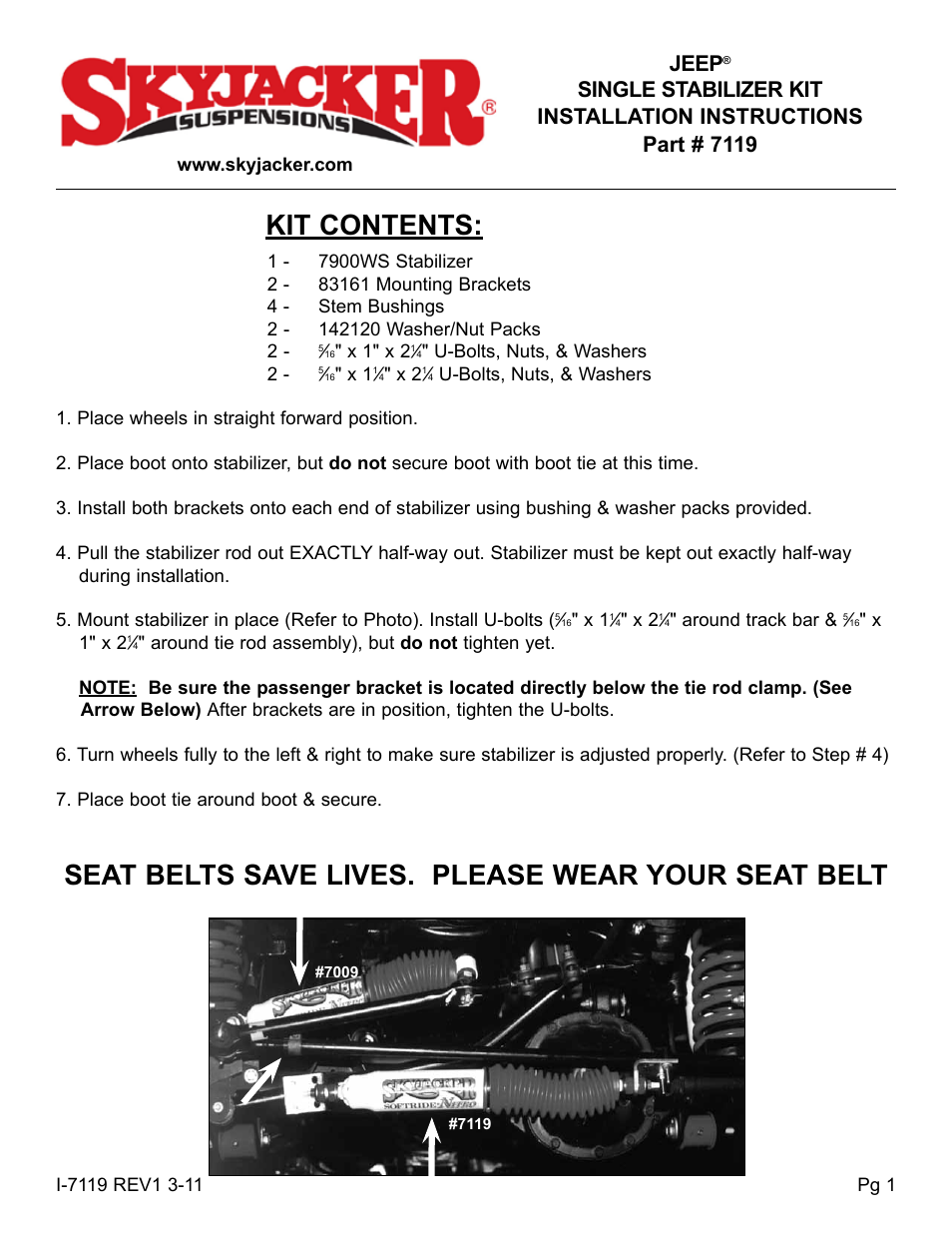 Skyjacker 7119 User Manual | 2 pages