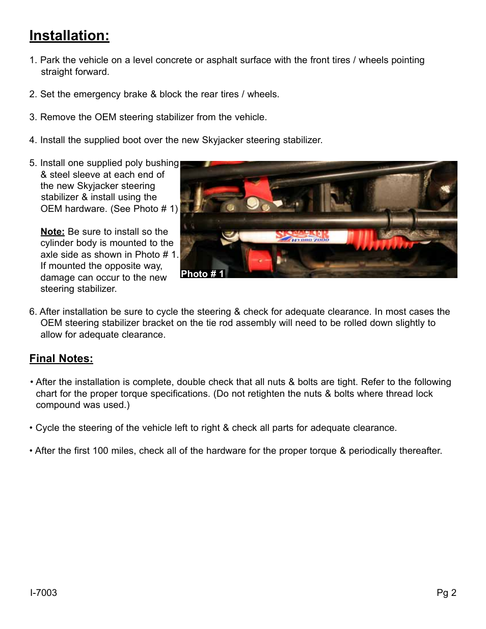 Installation | Skyjacker 9003 User Manual | Page 2 / 4