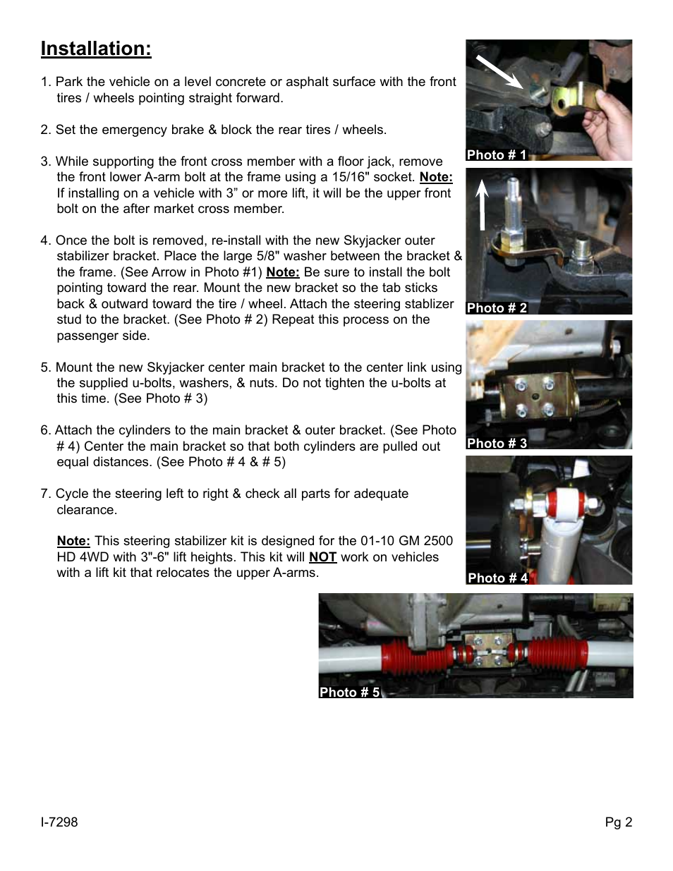 Installation | Skyjacker 9298 User Manual | Page 2 / 4