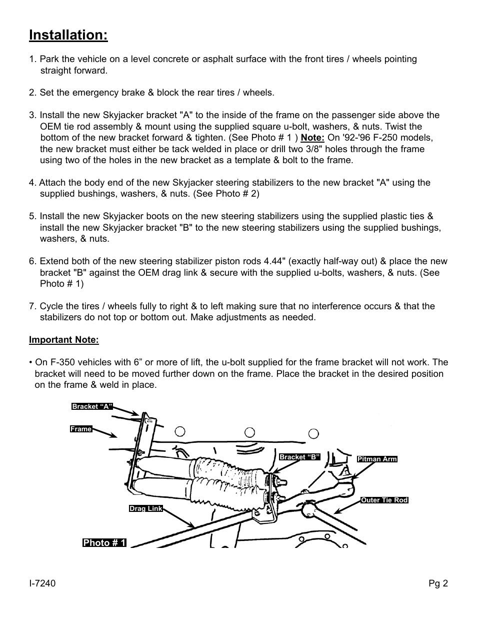 Installation | Skyjacker 9240 User Manual | Page 2 / 4