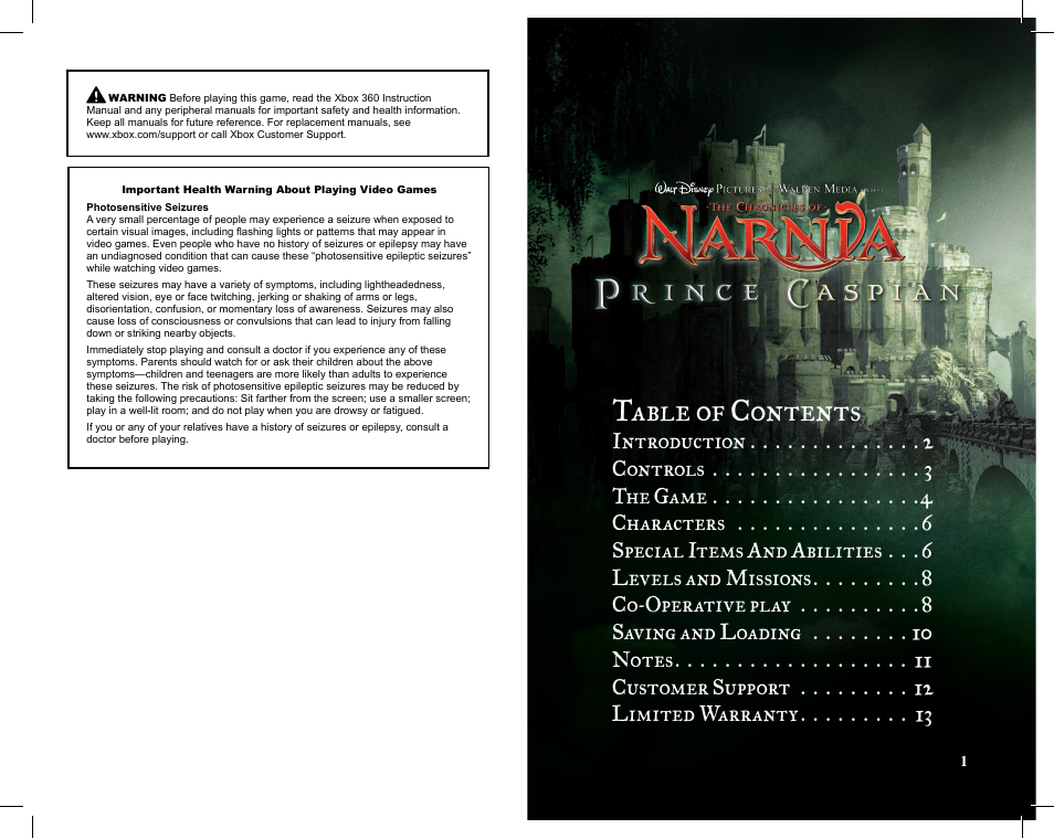 Disney Interactive Studios The Chronicles of Narnia: Prince Caspian for Xbox 360 User Manual | Page 2 / 7