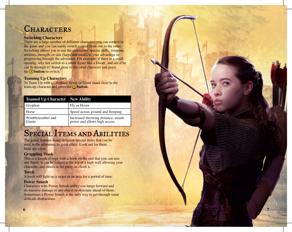Characters, Special items and abilities | Disney Interactive Studios The Chronicles of Narnia: Prince Caspian for Xbox 360 User Manual | Page 5 / 7