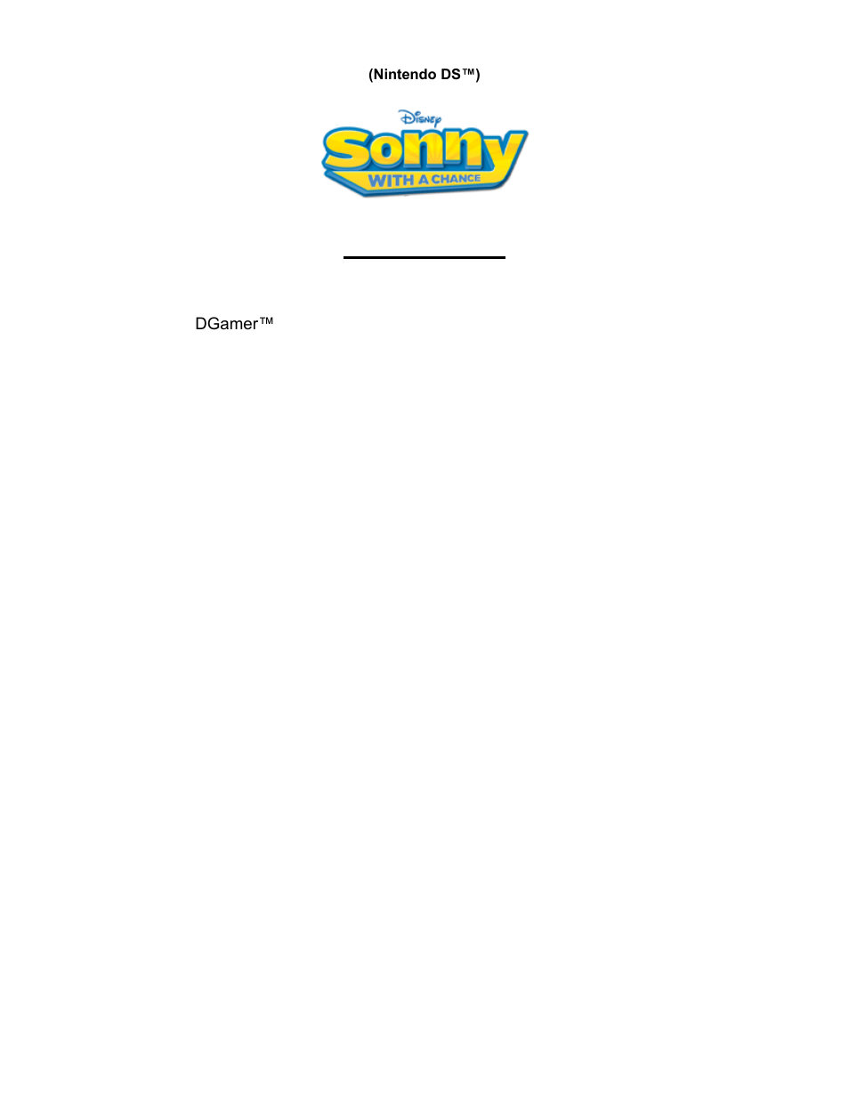 Disney Interactive Studios Sonny with a Chance for Nintendo DS User Manual | 9 pages