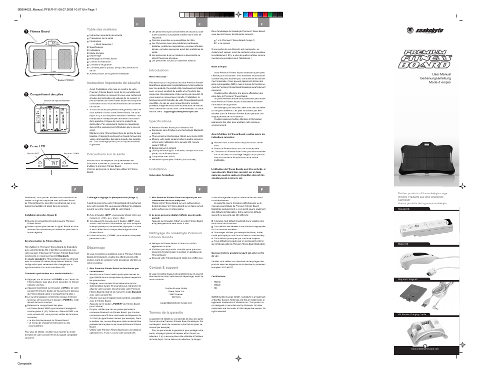 Snakebyte Premium Fitness Board User Manual | 2 pages