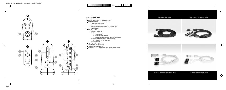 Ab c | Snakebyte Premium HDMI Selector User Manual | Page 2 / 14