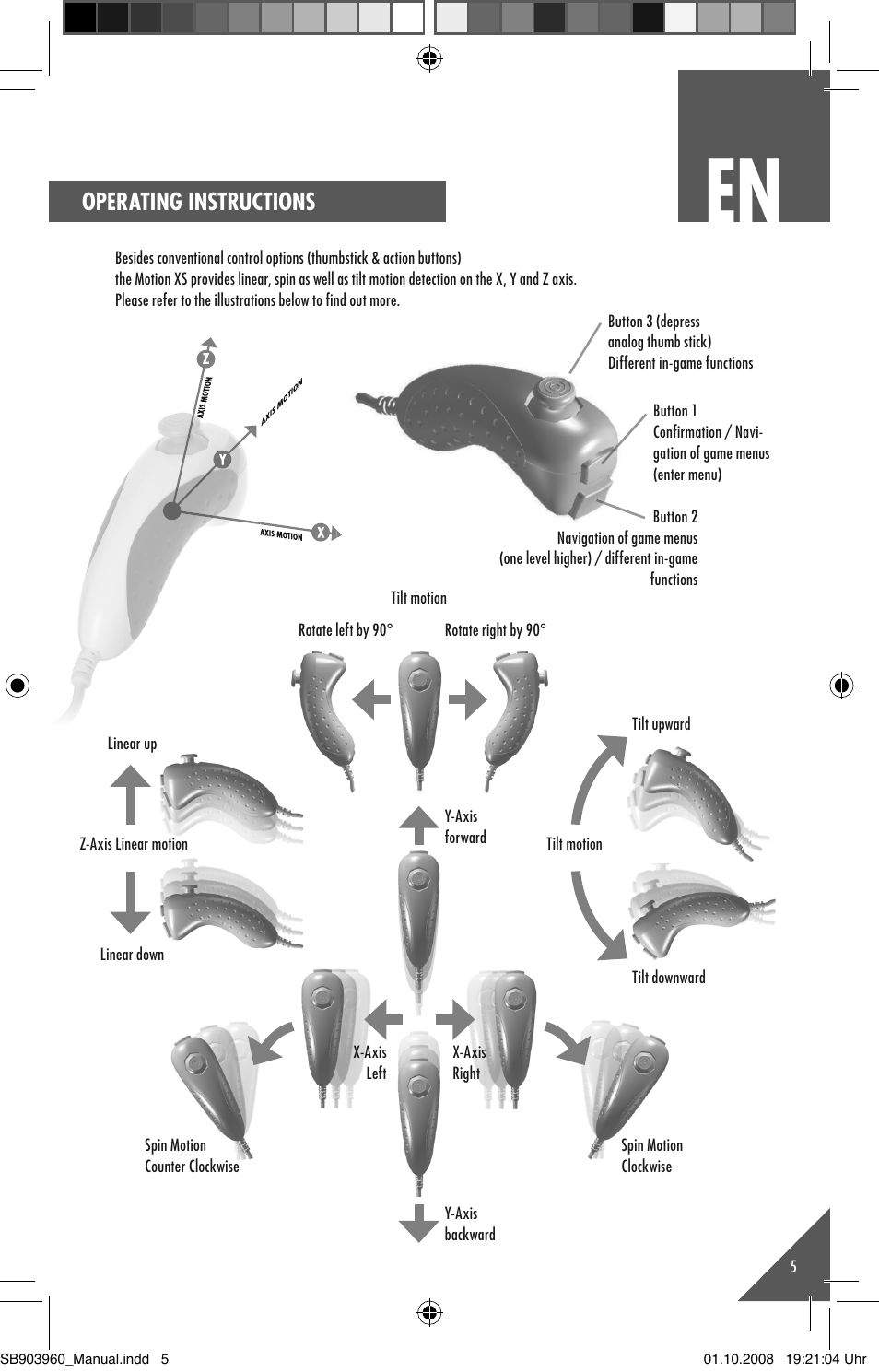 Operating instructions | Snakebyte MotionXS Games Collection User Manual | Page 4 / 10