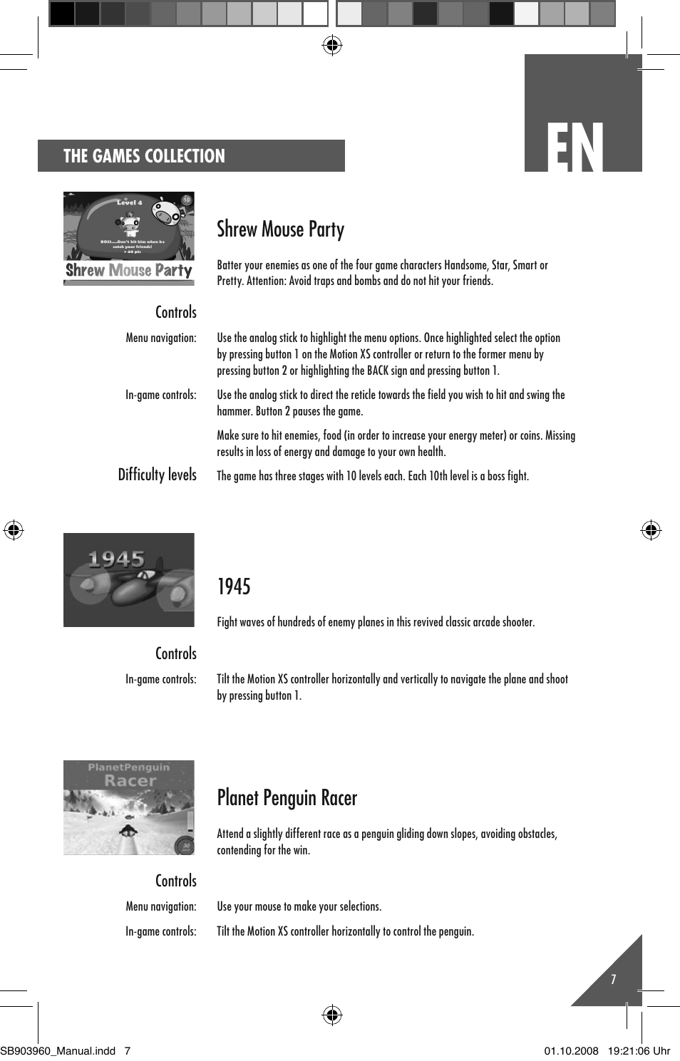 Shrew mouse party, Planet penguin racer, The games collection | Snakebyte MotionXS Games Collection User Manual | Page 6 / 10