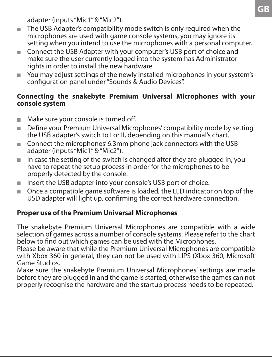 Snakebyte Premium Universal Microphones User Manual | Page 5 / 10