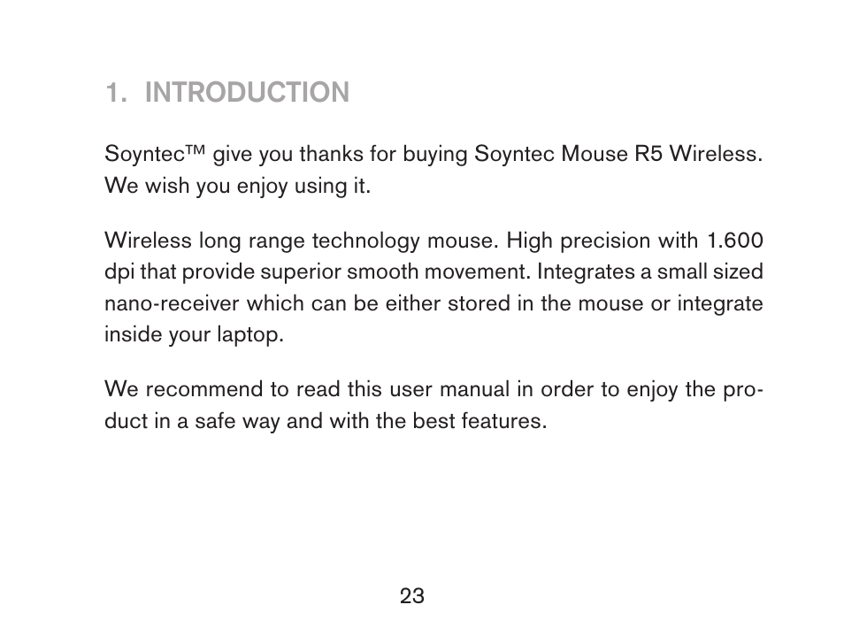 Introduction | Soyntec R5 WIRELESS User Manual | Page 23 / 52