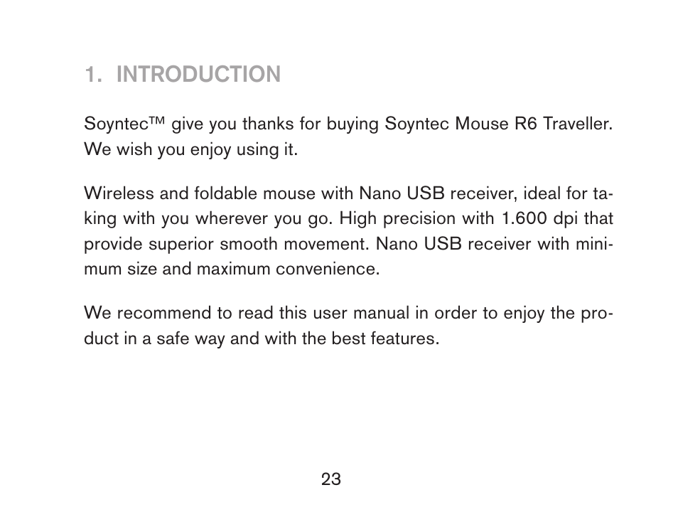 Introduction | Soyntec R6 TRAVELLER User Manual | Page 23 / 52