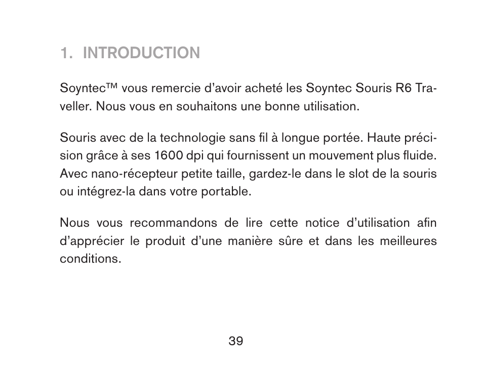 Introduction | Soyntec R6 TRAVELLER User Manual | Page 39 / 52