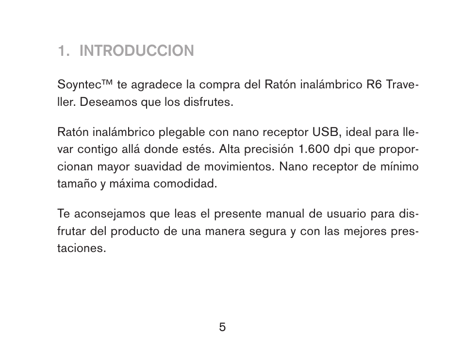 Introduccion | Soyntec R6 TRAVELLER User Manual | Page 5 / 52