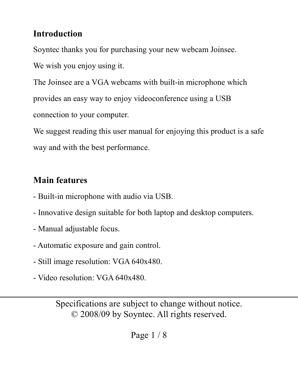 Soyntec JOINSEE 35x series User Manual | 8 pages