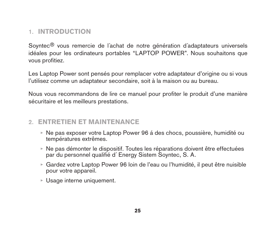 Soyntec LAPTOP POWER 96 User Manual | Page 25 / 32