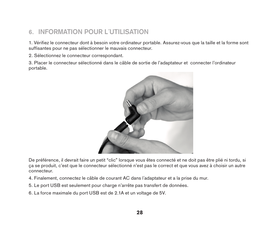 Information pour l´utilisation | Soyntec LAPTOP POWER 96 User Manual | Page 28 / 32