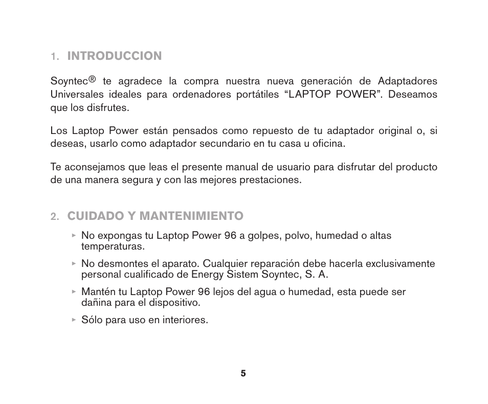 Soyntec LAPTOP POWER 96 User Manual | Page 5 / 32