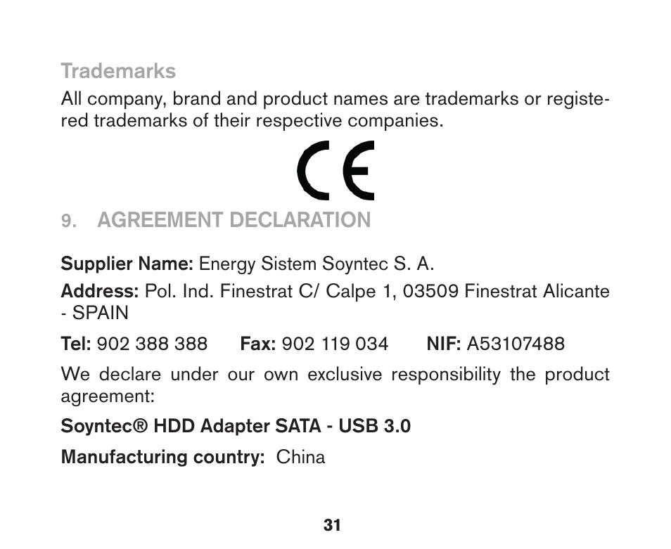 Soyntec HDD ADAPTER SATA-USB 3.0 User Manual | Page 12 / 13