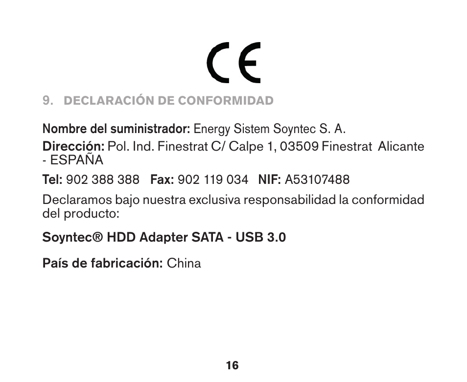 Soyntec HDD ADAPTER SATA-USB 3.0 User Manual | Page 14 / 16