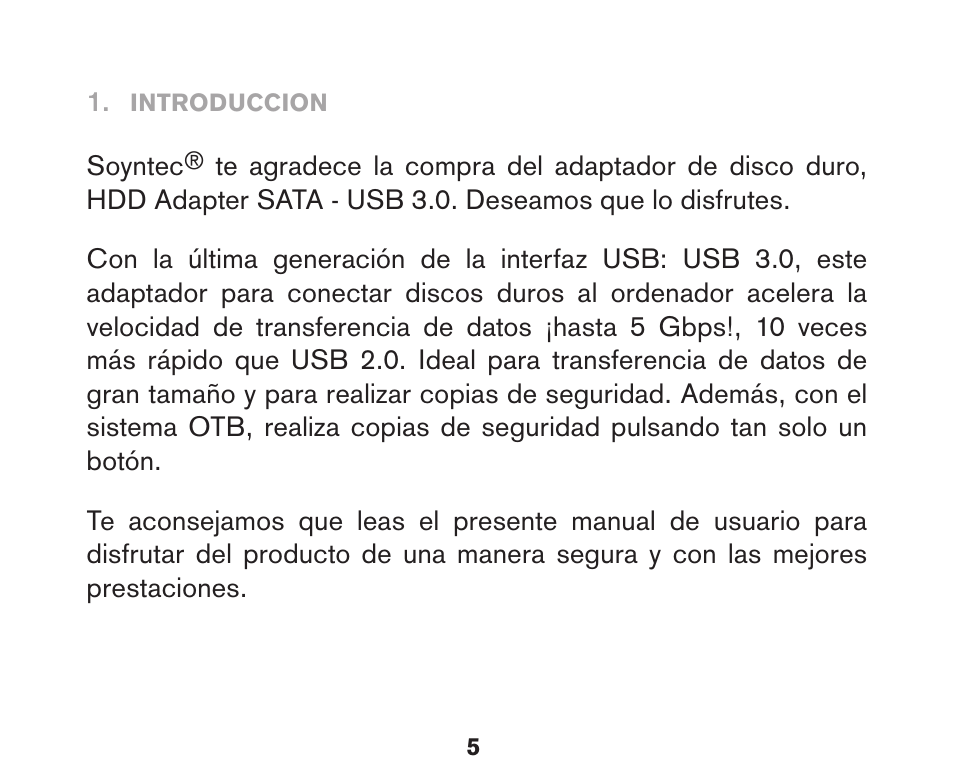 Soyntec HDD ADAPTER SATA-USB 3.0 User Manual | Page 3 / 16