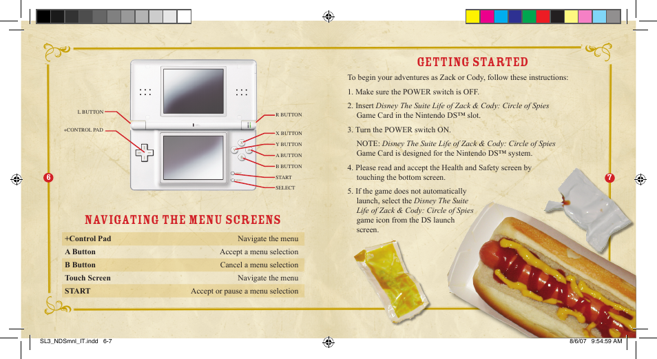 Navigating the menu screens, Getting started | Disney Interactive Studios NTR-A3HE-USA User Manual | Page 5 / 9