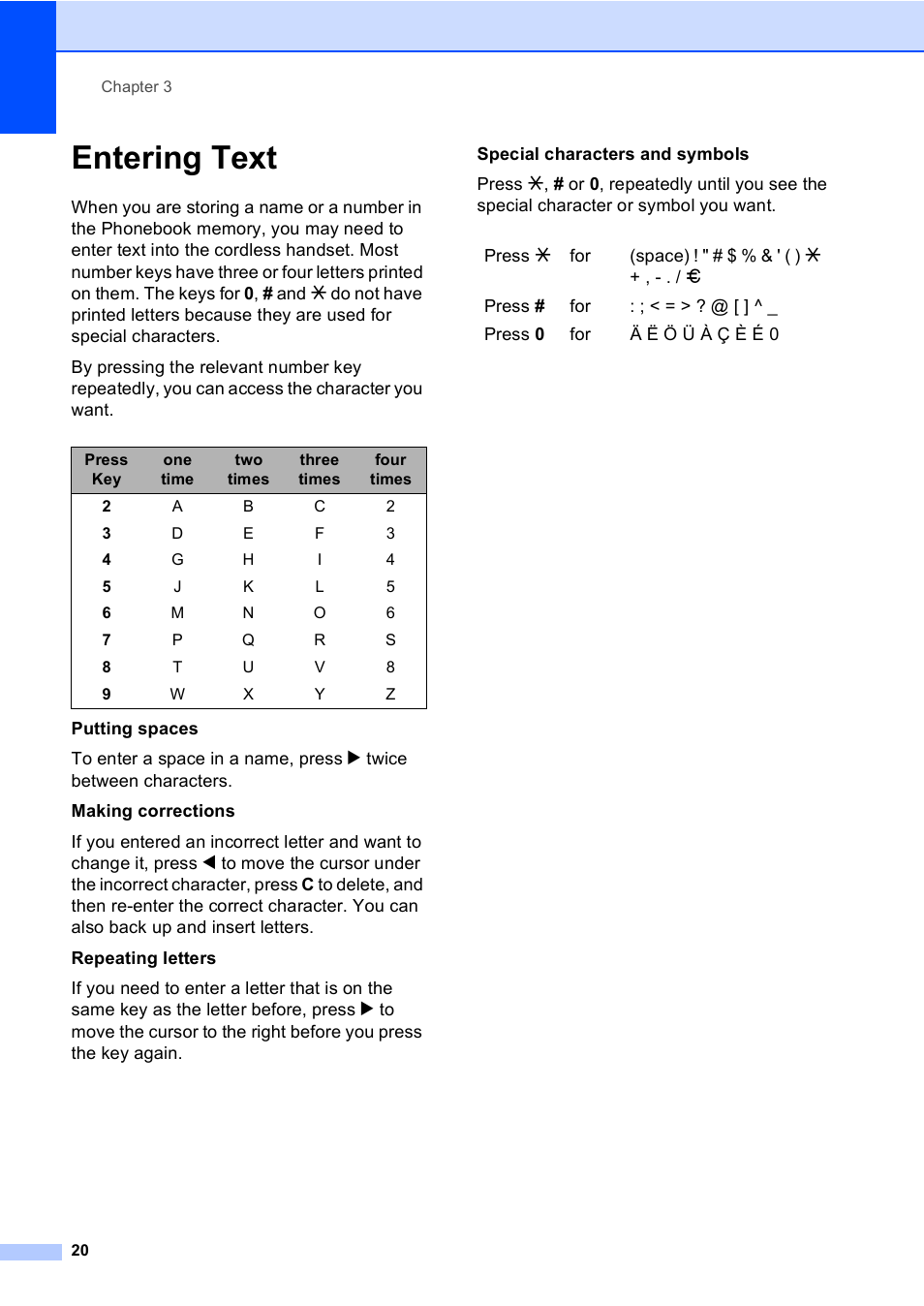 Entering text | Brother BCL-D20 User Manual | Page 26 / 40