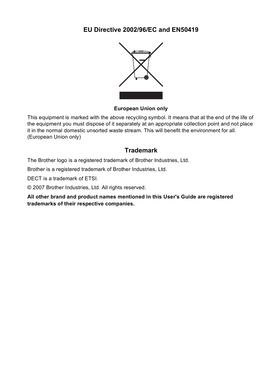 Trademark | Brother BCL-D20 User Manual | Page 39 / 40