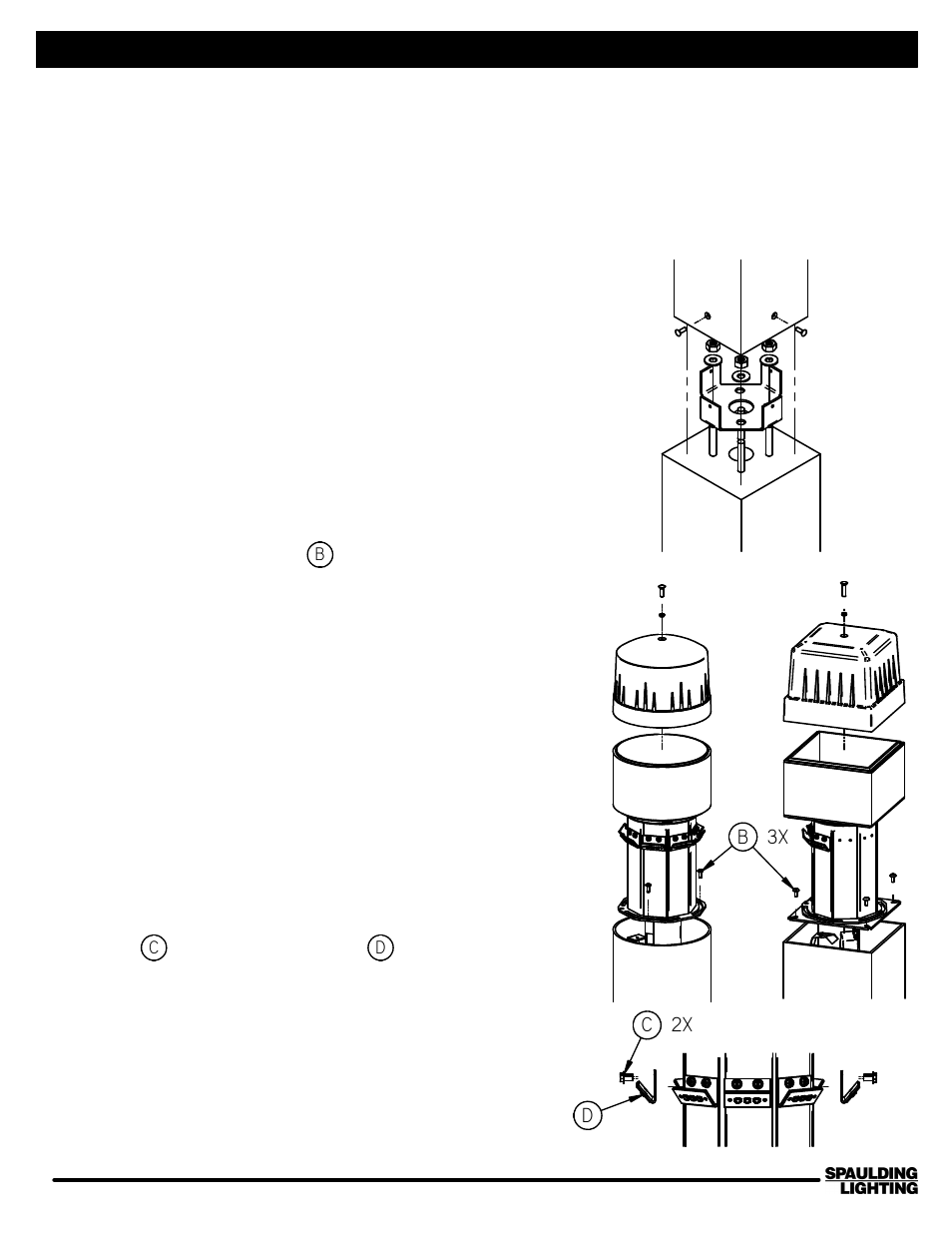Led bollard light fixtures (fn1, fn2, tms, tmr), B 3x c 2x d | Spaulding Lighting TEMPE RD User Manual | Page 2 / 2