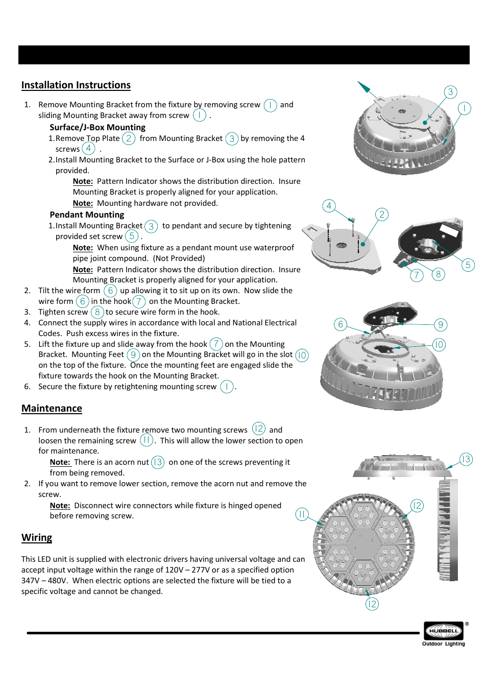 Figure 1 figure 5 figure 3 figure 4, Figure 2, Installation instructions | Maintenance, Wiring | Spaulding Lighting Arceos ARS surface, ceiling, garage User Manual | Page 2 / 4