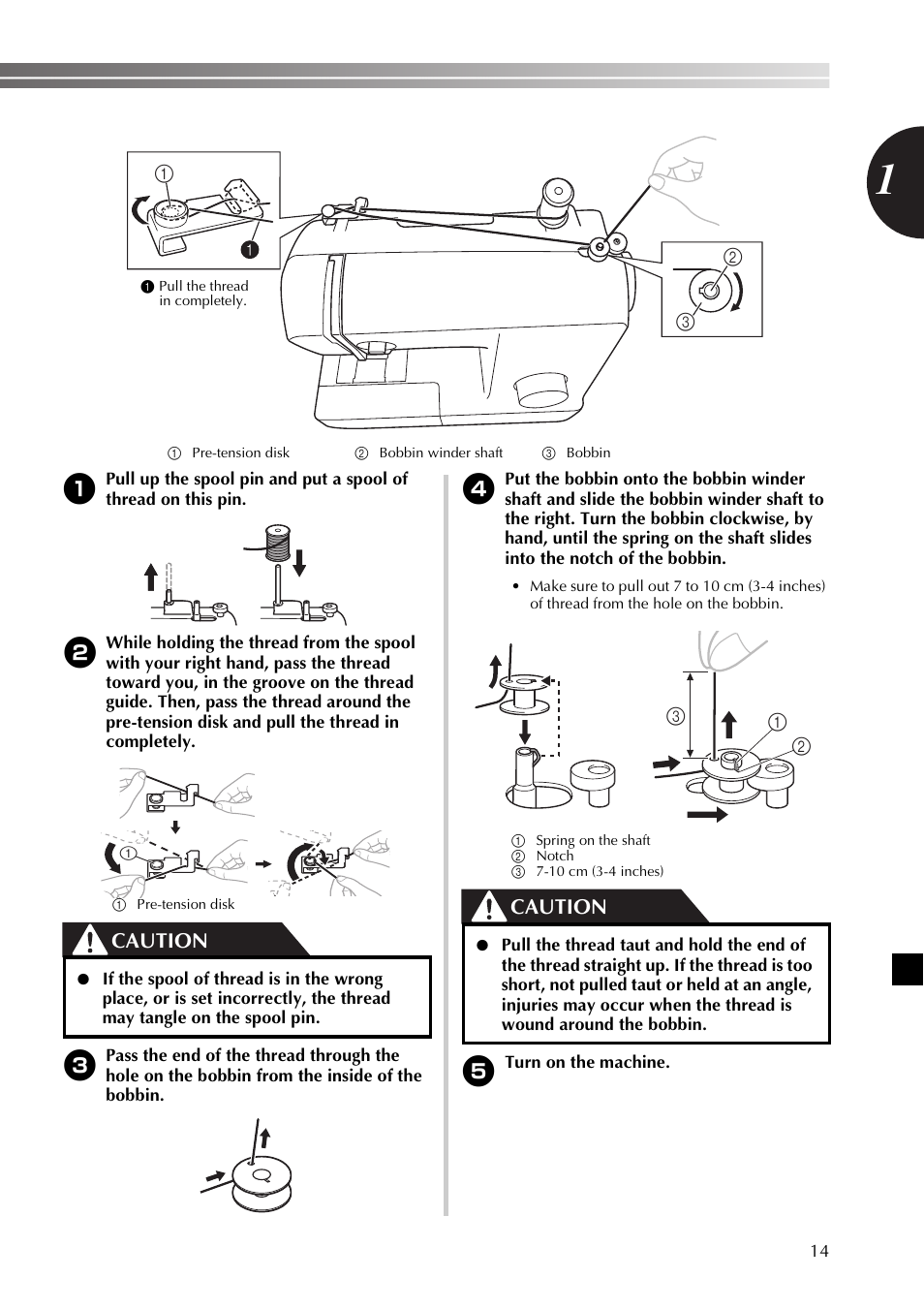 Caution | Brother 885-X16 User Manual | Page 15 / 104