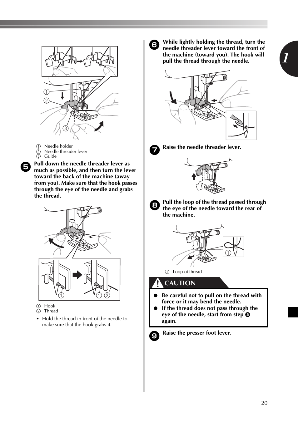 Caution | Brother 885-X16 User Manual | Page 21 / 104