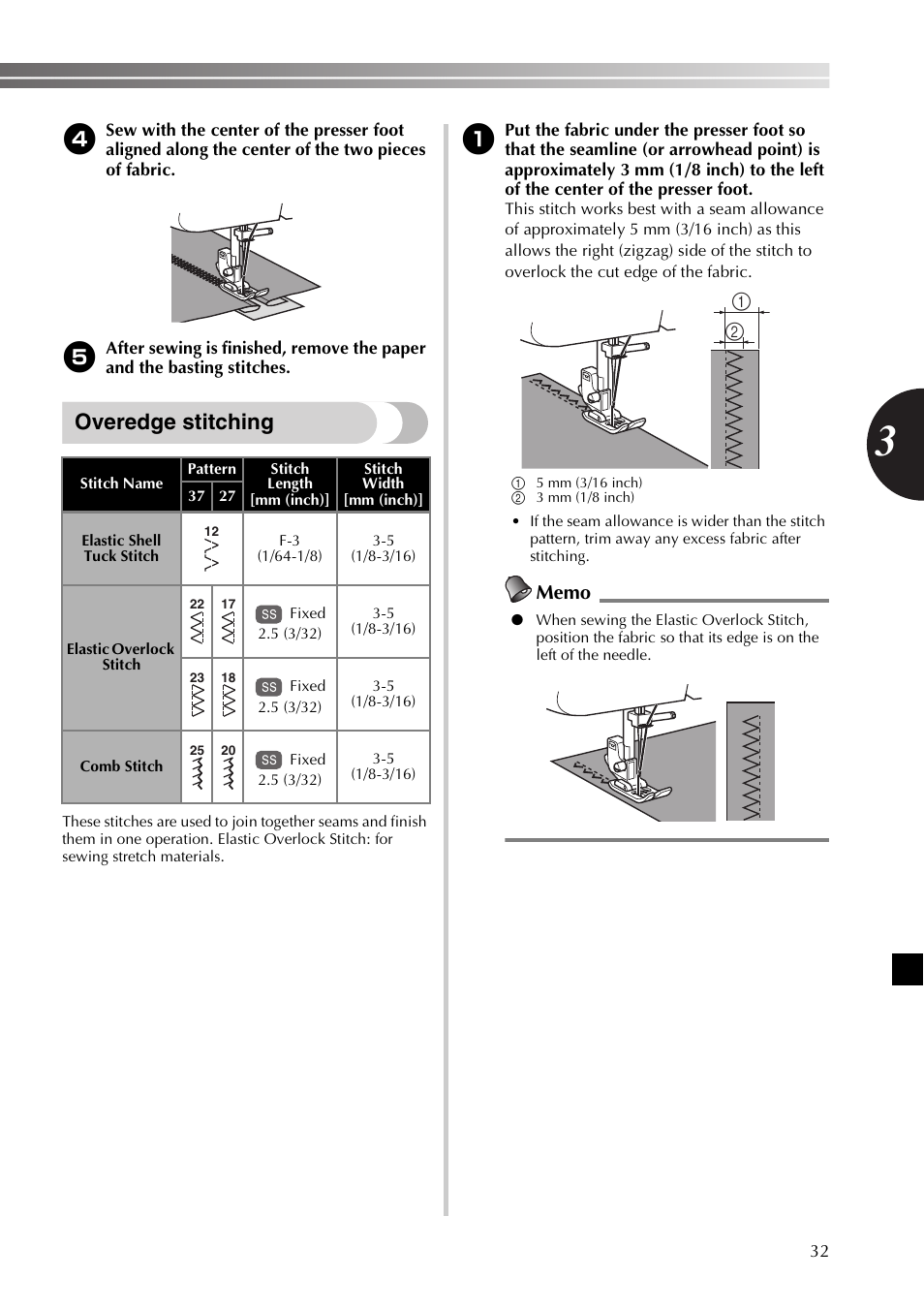 Overedge stitching | Brother 885-X16 User Manual | Page 33 / 104