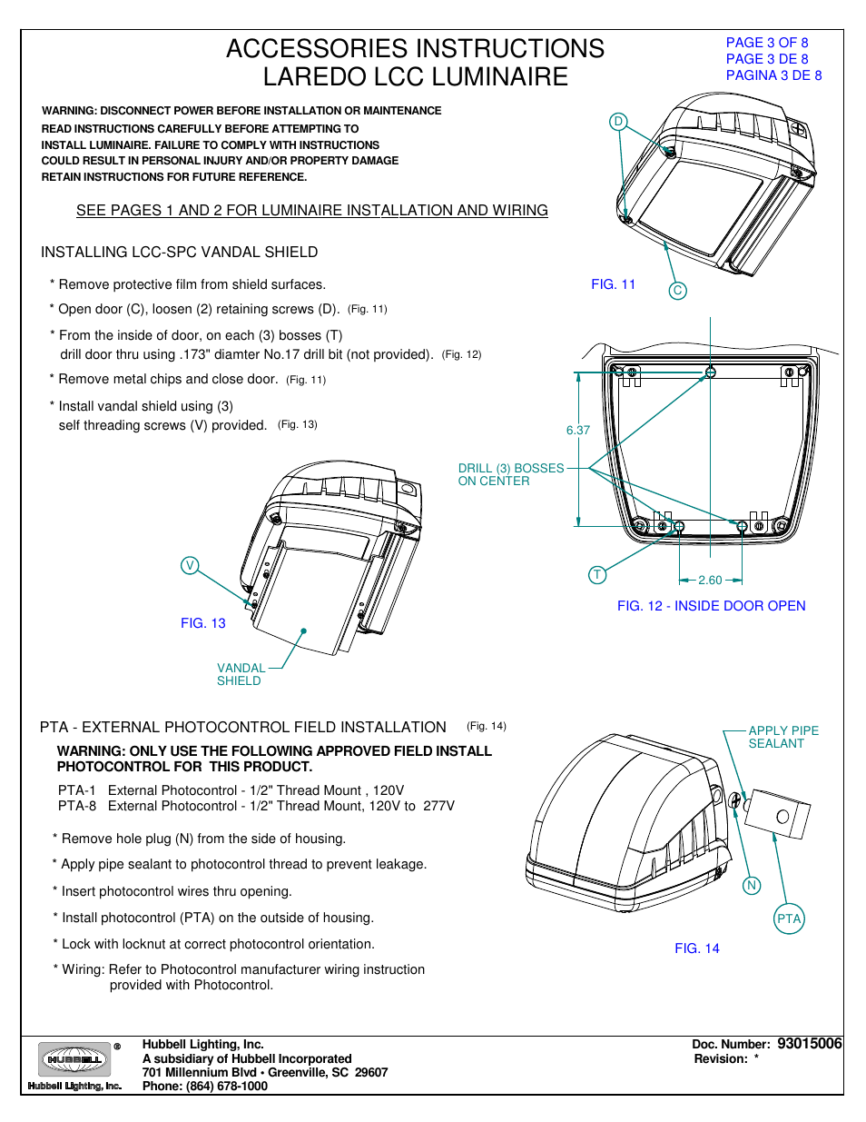 Accessories instructions laredo lcc luminaire | Spaulding Lighting Laredo LCC User Manual | Page 3 / 8
