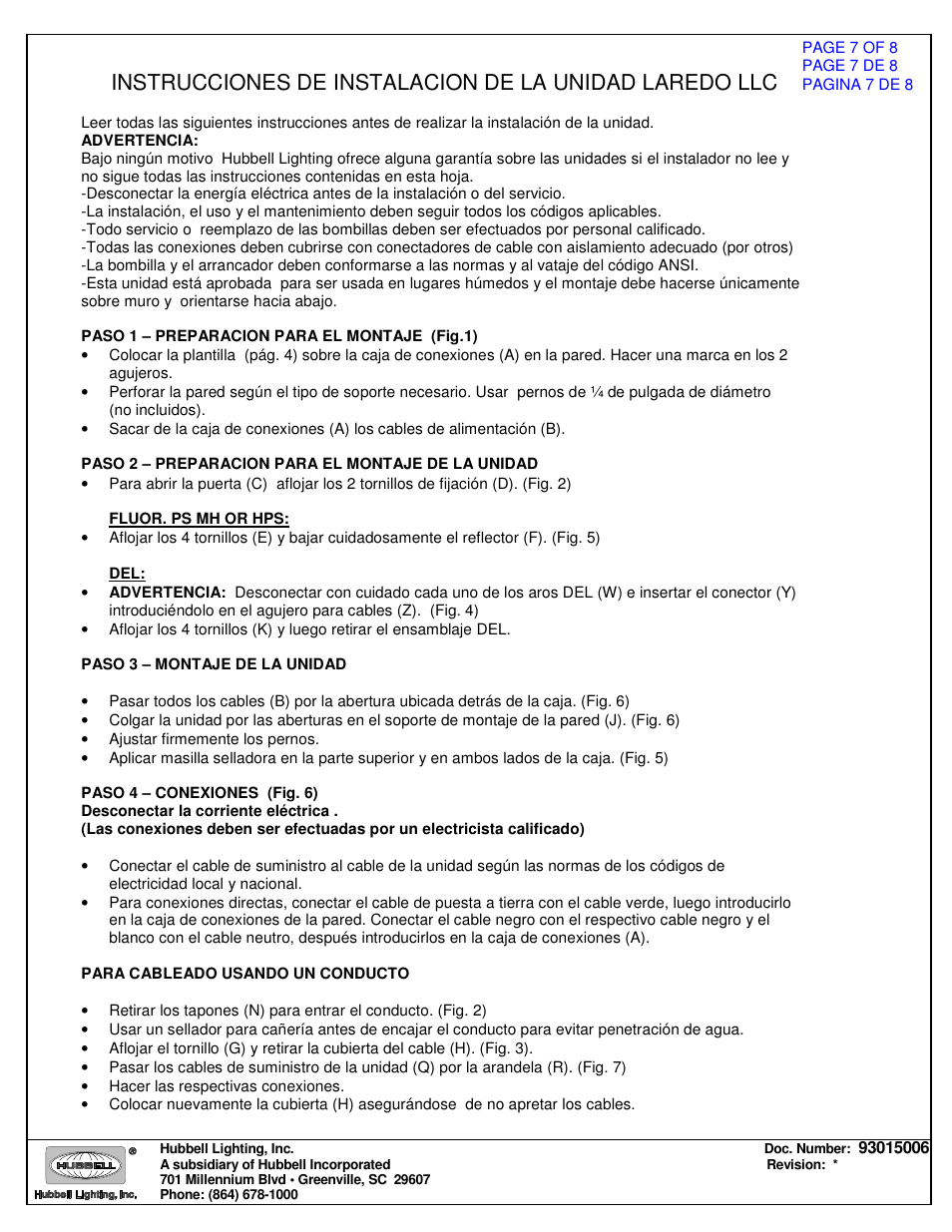 Spaulding Lighting Laredo LCC User Manual | Page 7 / 8