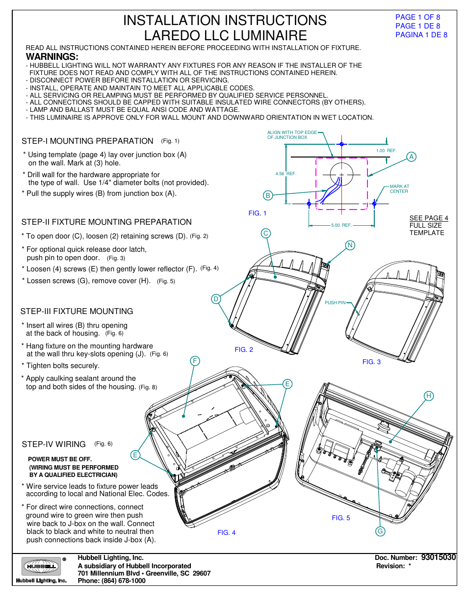 Spaulding Lighting Laredo LLC User Manual | 8 pages