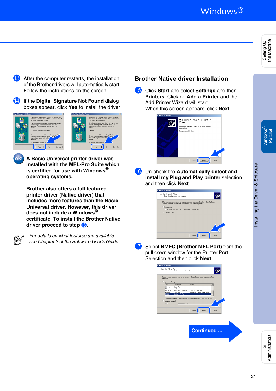 Brother native driver installation | Brother DCP-8040 User Manual | Page 24 / 48