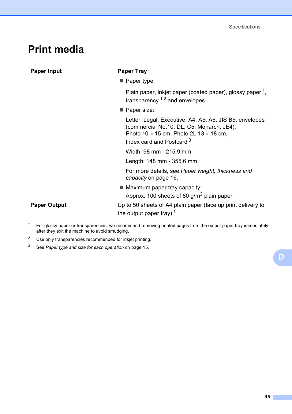Print media | Brother DCP-195C User Manual | Page 103 / 117