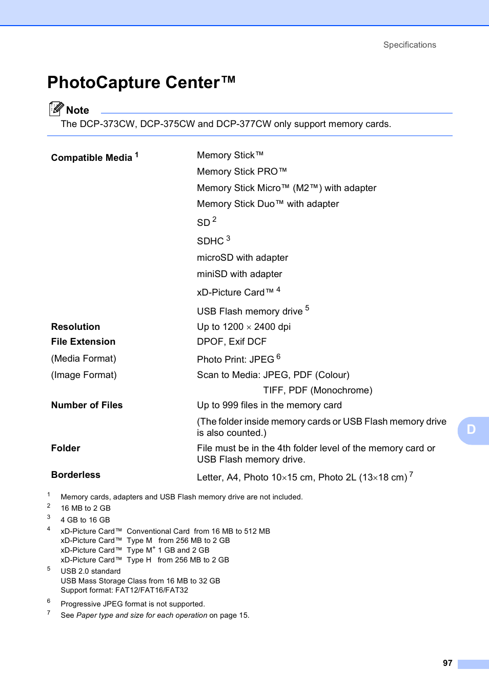 Photocapture center | Brother DCP-195C User Manual | Page 105 / 117