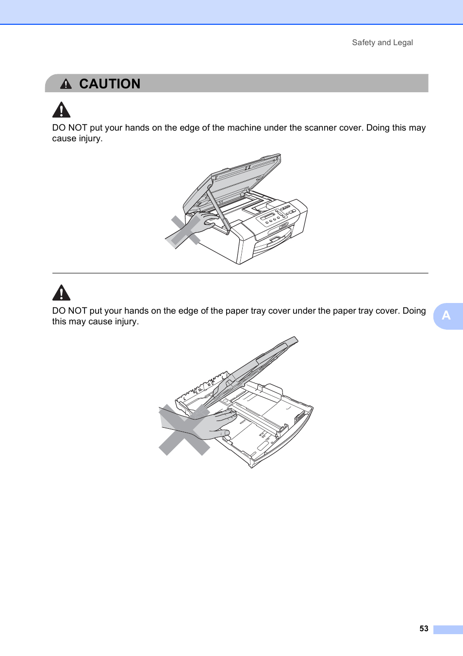 Caution, Safety and legal 53 | Brother DCP-195C User Manual | Page 61 / 117