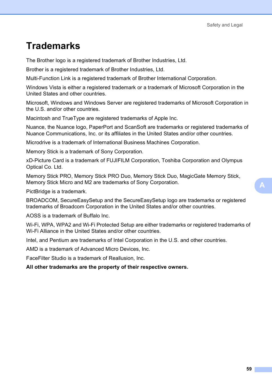 Trademarks | Brother DCP-195C User Manual | Page 67 / 117