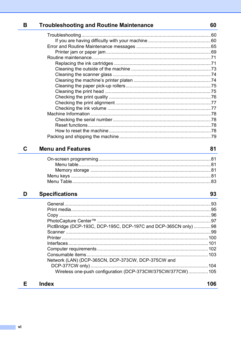 Brother DCP-195C User Manual | Page 8 / 117