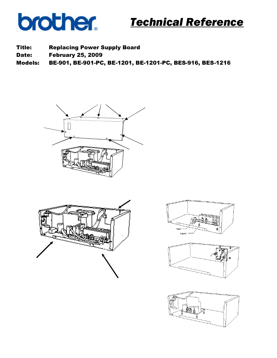 Brother REPLACING POWER SUPPLY BOARD BE-901-PC User Manual | 3 pages