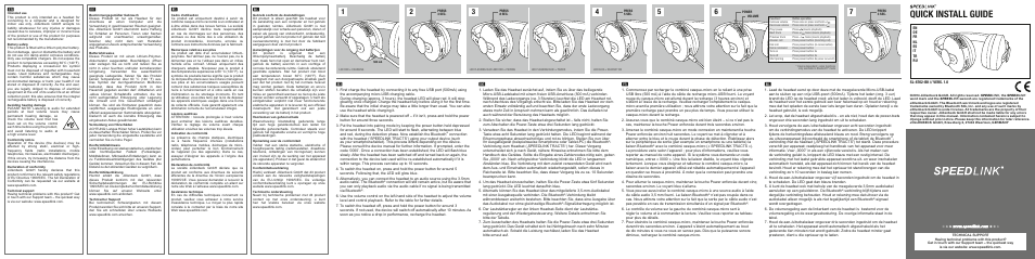 SPEEDLINK SL-8762-BK TRACTS Wireless Stereo Headset - Bluetooth User Manual | 4 pages