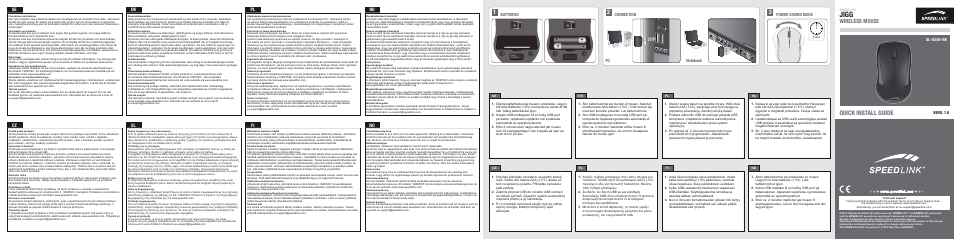 SPEEDLINK SL-6300-BK JIGG Mouse - Wireless User Manual | 2 pages