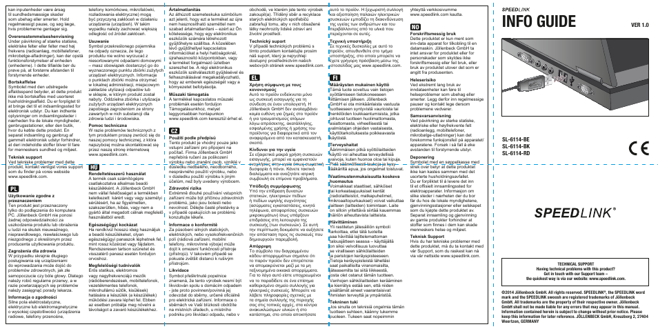 Info guide | SPEEDLINK SL-6114-XX MICU Mouse - USB User Manual | Page 2 / 2