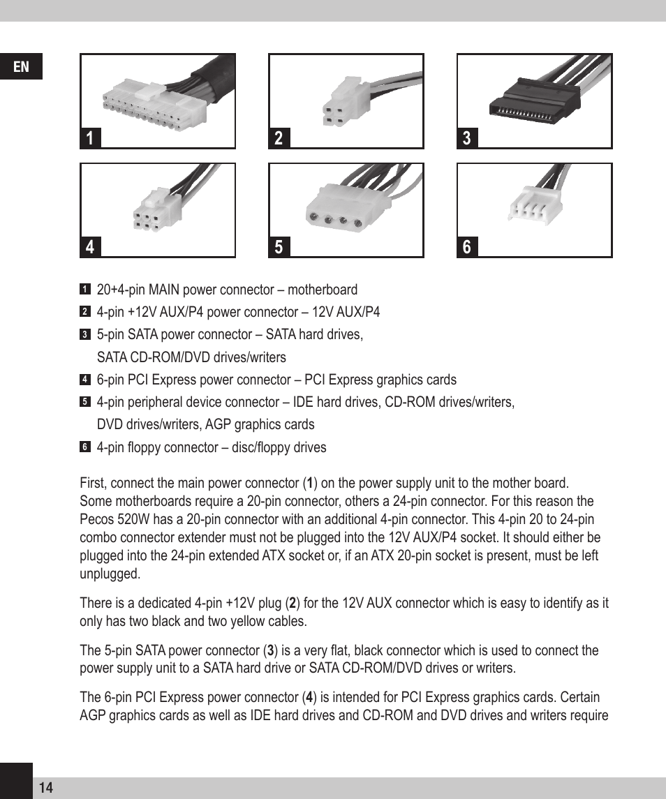 SPEEDLINK SL-6915-SSV-01 PECOS 520W ATX Power Supply Unit User Manual | Page 14 / 42