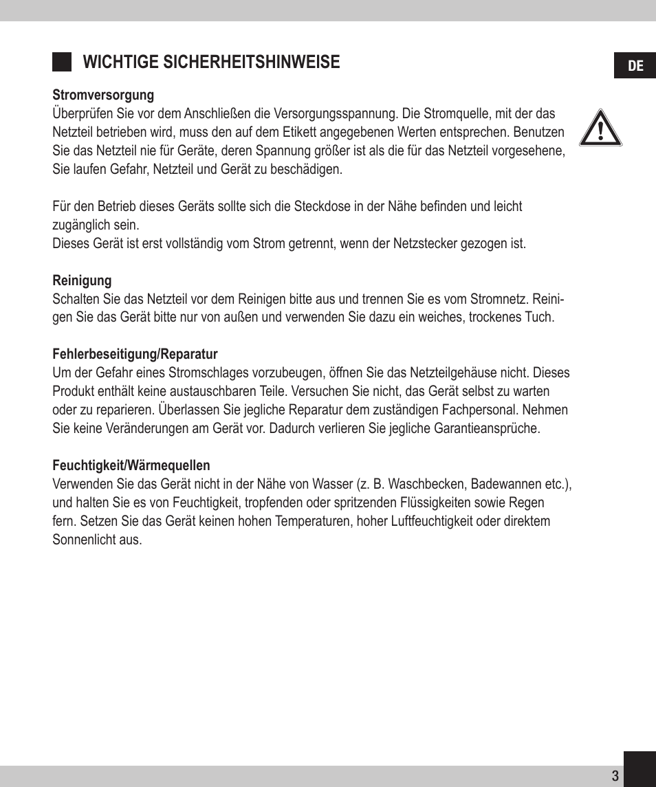 Wichtige sicherheitshinweise | SPEEDLINK SL-6910-SSV-01 PECOS 420W ATX Power Supply Unit User Manual | Page 3 / 42